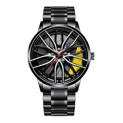 Cool Et Cool Mode Acier Inoxydable Hommes Montre-Bracelet À Quartz Cadran Sport Voiture Jante Roue Moyeu Montre Affaires Luxe Montres-Bracelets