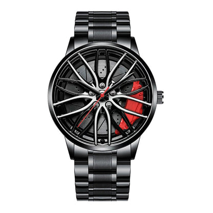 Cool Et Cool Mode Acier Inoxydable Hommes Montre-Bracelet À Quartz Cadran Sport Voiture Jante Roue Moyeu Montre Affaires Luxe Montres-Bracelets