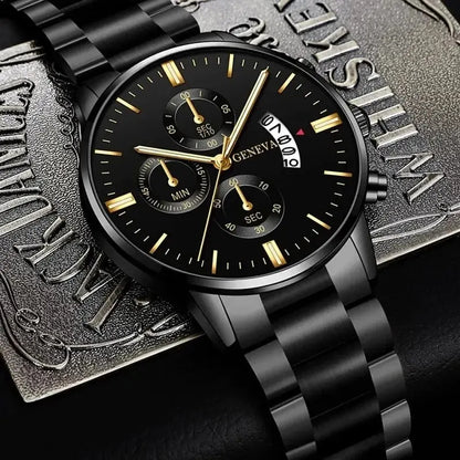 Mode Hommes Montre En Acier Inoxydable Calendrier De Luxe Montre-Bracelet À Quartz Hommes Montres D'Affaires Pour Homme Horloge Montre Homme