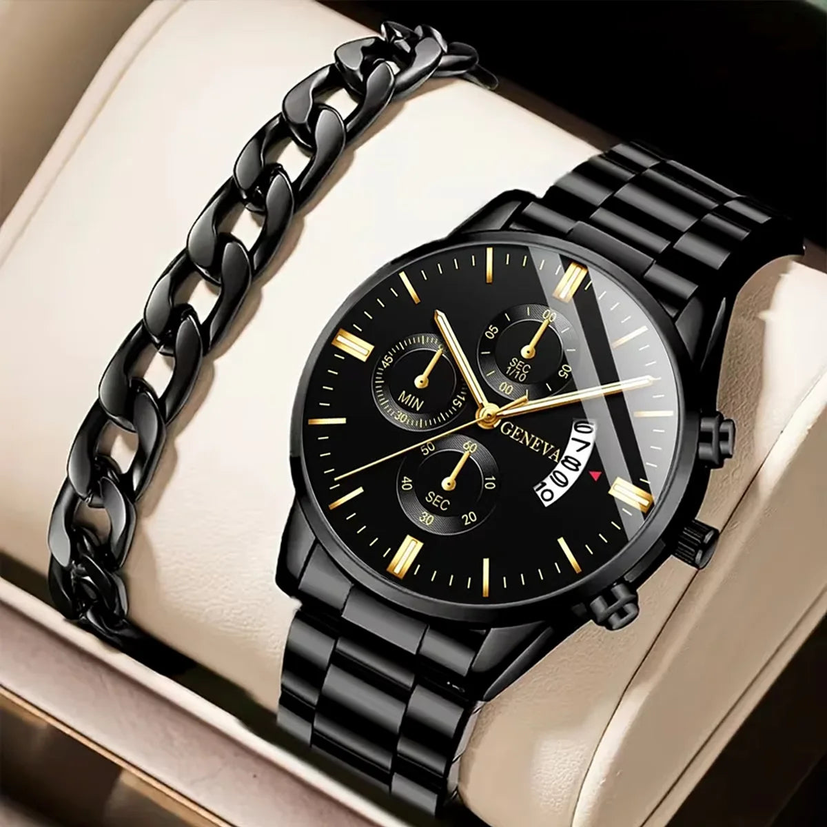Mode Hommes Montre En Acier Inoxydable Calendrier De Luxe Montre-Bracelet À Quartz Hommes Montres D'Affaires Pour Homme Horloge Montre Homme