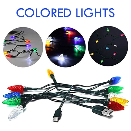 Joyeux Noël Lumière Led Câble De Chargement USB Câble De Chargeur Avec Lumières LED Pour La Décoration De La Pièce Veilleuse Micro USB Type-C Port