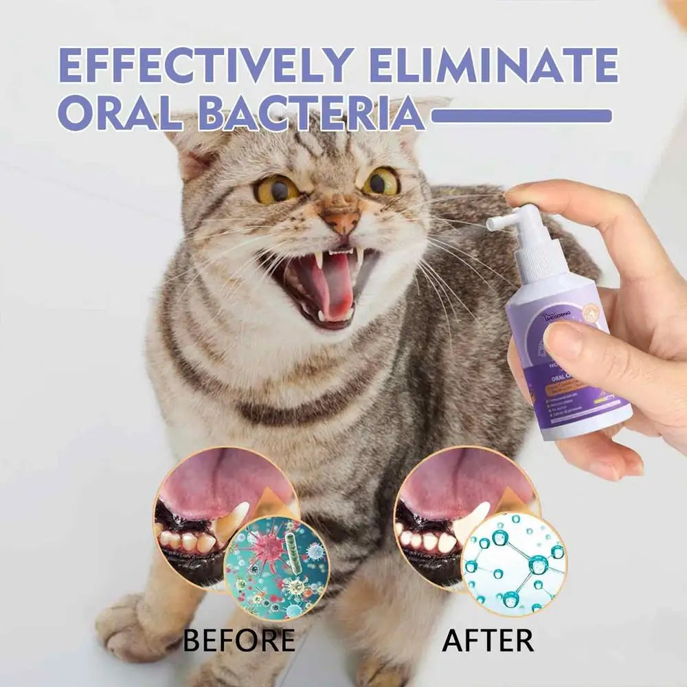 Spray De Nettoyage Buccal Pour Animaux De Compagnie, 50Ml, Bouche De Chien, Dents Fraîches, Déodorant Propre, Prévient Le Calcul, Élimine La Mauvaise Haleine Du Chaton, Fournitures Pour Animaux De Compagnie