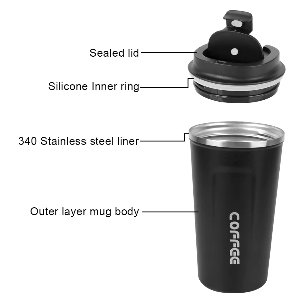 Tasse À Café Thermo Café Tasse Thermos De Voiture 380/510ML Tasse Thermo De Voyage Anti-Fuite Pour Thé Eau Café Double Acier Inoxydable