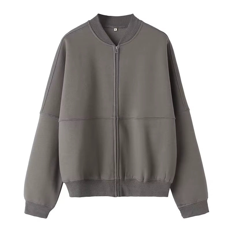2024 Femme Solide Pantalon Ensemble Manches Longues Fermeture Éclair Manteau Haut + Taille Élastique À Lacets Sauvage Trajet Femme Jambe Large Pantalon Long