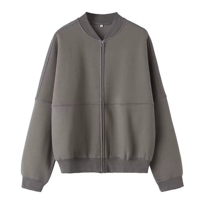 2024 Femme Solide Pantalon Ensemble Manches Longues Fermeture Éclair Manteau Haut + Taille Élastique À Lacets Sauvage Trajet Femme Jambe Large Pantalon Long