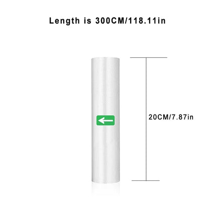 Sacs Scellés Sous Vide Pour Aliments, Rouleaux De Sacs Économiseurs D'Aliments, Sac D'Emballage Sous Vide Domestique, Sacs De Stockage Sous Vide Pour Scelleuse, 1 Rouleau, 300Cm