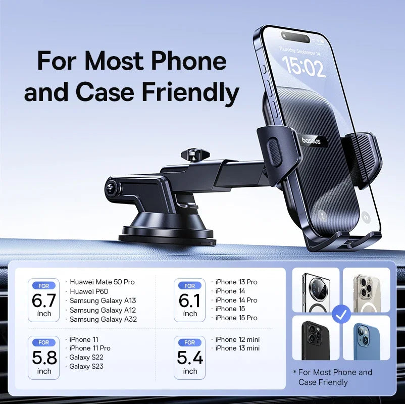 Baseus Support De Téléphone De Voiture Ventouse Pour Tableau De Bord Pare-Brise Support De Téléphone Portable De Voiture Pince Pour Iphone Pro Xiaomi Huawei Samsung
