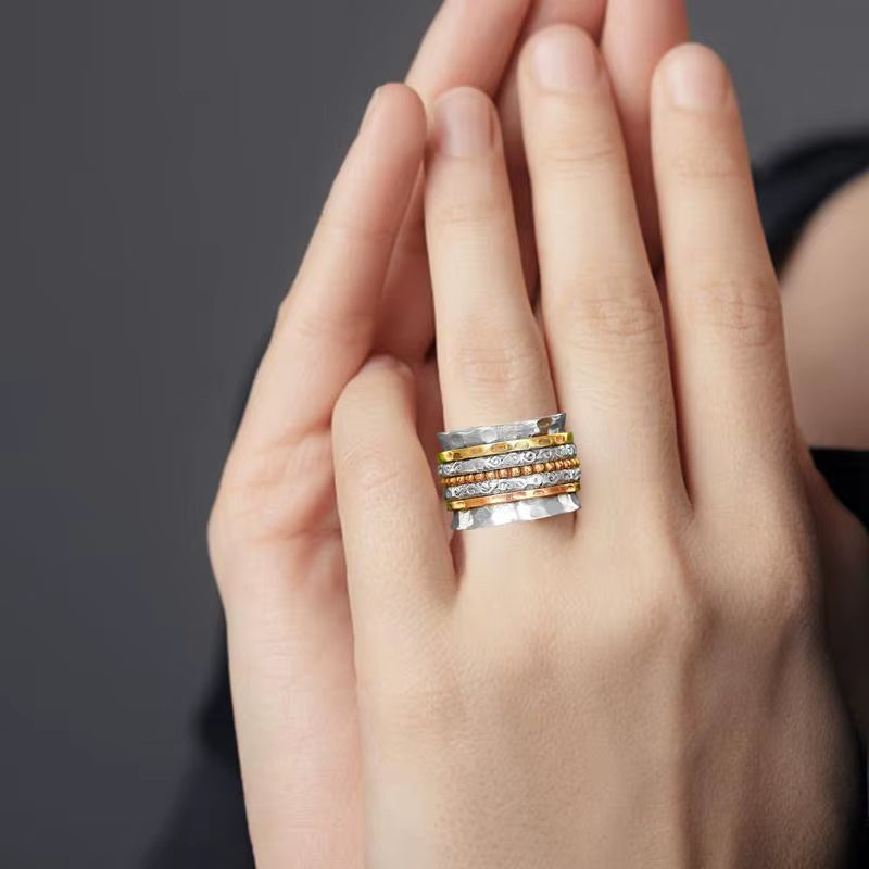 Rotating Ring Spinner Ring for Women Anxiety Reliefs Ring Band Daughter Ring from Mom Adjustable Ring for Women or Girls