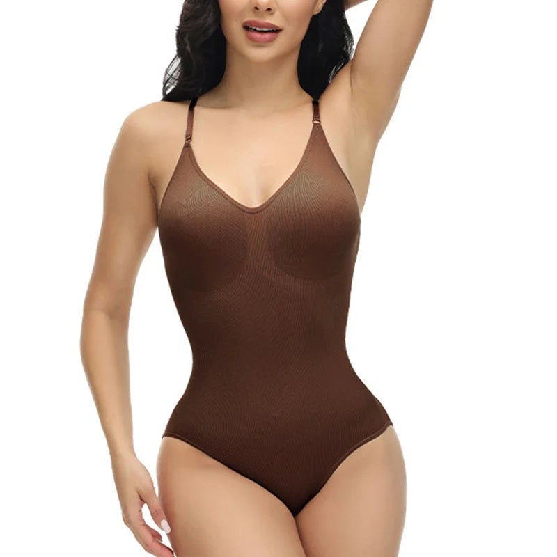 Body À Bretelles Spaghetti Pour Femmes, Col En V, Avec Corps Rembourré, Entrejambe Ouvert, Vêtement Amincissant, Modelant Le Corps, Lisse, Nouvelle Collection