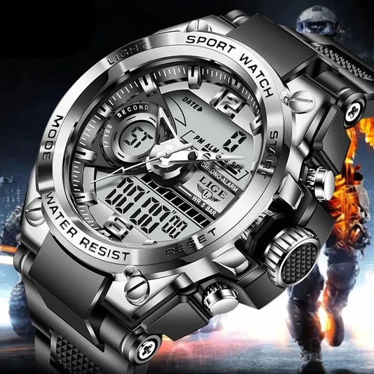 -Montre Militaire Numérique Pour Homme, Étanche 50M, Montre-Bracelet À Quartz LED, Horloge De Sport, Grandes Montres Pour Homme
